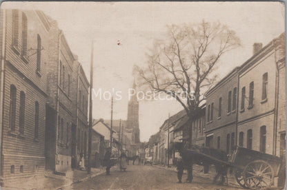 Germany Postcard: Village Street Scene Horse Cart Church Tower 1920's XT3649