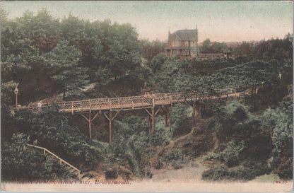 Dorset Postcard: Bournemouth Alum Chine Rustic Bridge Valley Resort 1900s XT3468