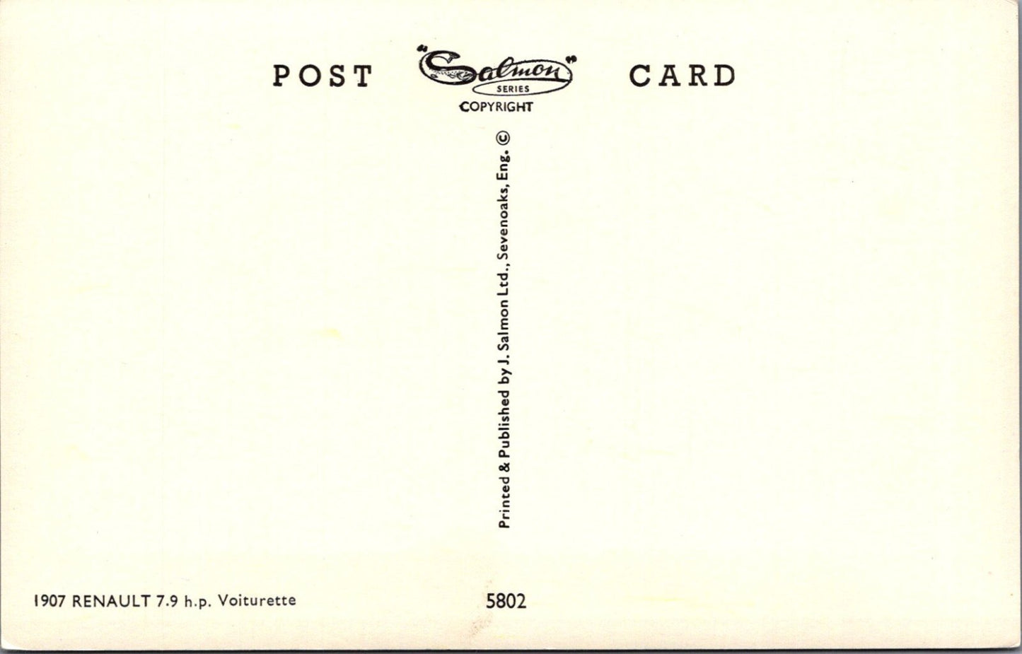 Transport Postcard: Renault 7.9 h.p. Voiturette 1907 Vintage Car Veteran 1970s XT4768