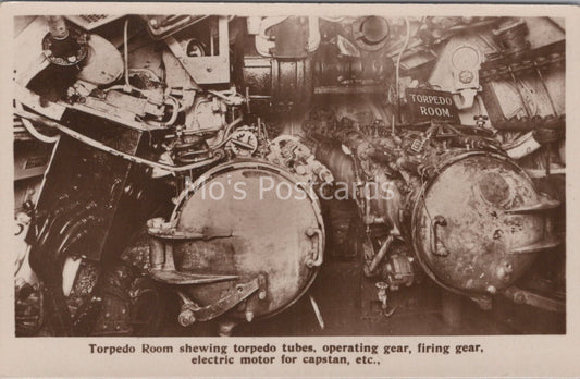 Submarine Postcard: Torpedo Room Tubes Firing Gear U-Boat Deutschland XT3670