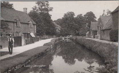 Gloucestershire Postcard: Lower Slaughter River Eye Cottages Man Walking XT4585
