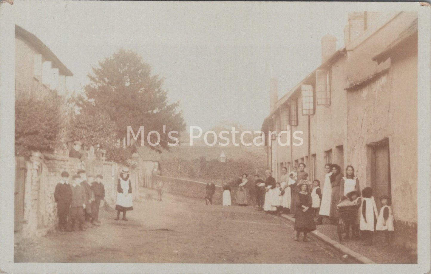 Unknown Location Postcard - Animated Street Scene With Children RPPC 7356