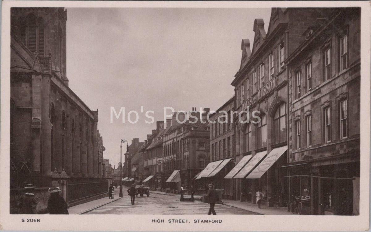 Lincolnshire Postcard:Stamford High Street Oates & Musson Shop RPPC Q460