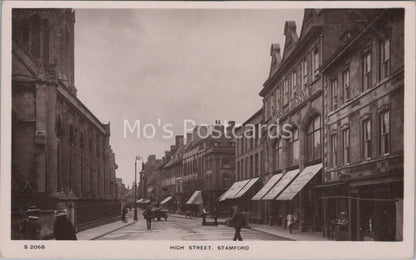 Lincolnshire Postcard:Stamford High Street Oates & Musson Shop RPPC Q460