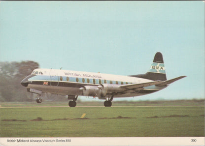 Aviation Postcard: British Midland Airways Viscount Series 810 Airplane XT5197
