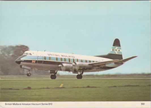 Aviation Postcard: British Midland Airways Viscount Series 810 Airplane XT5197