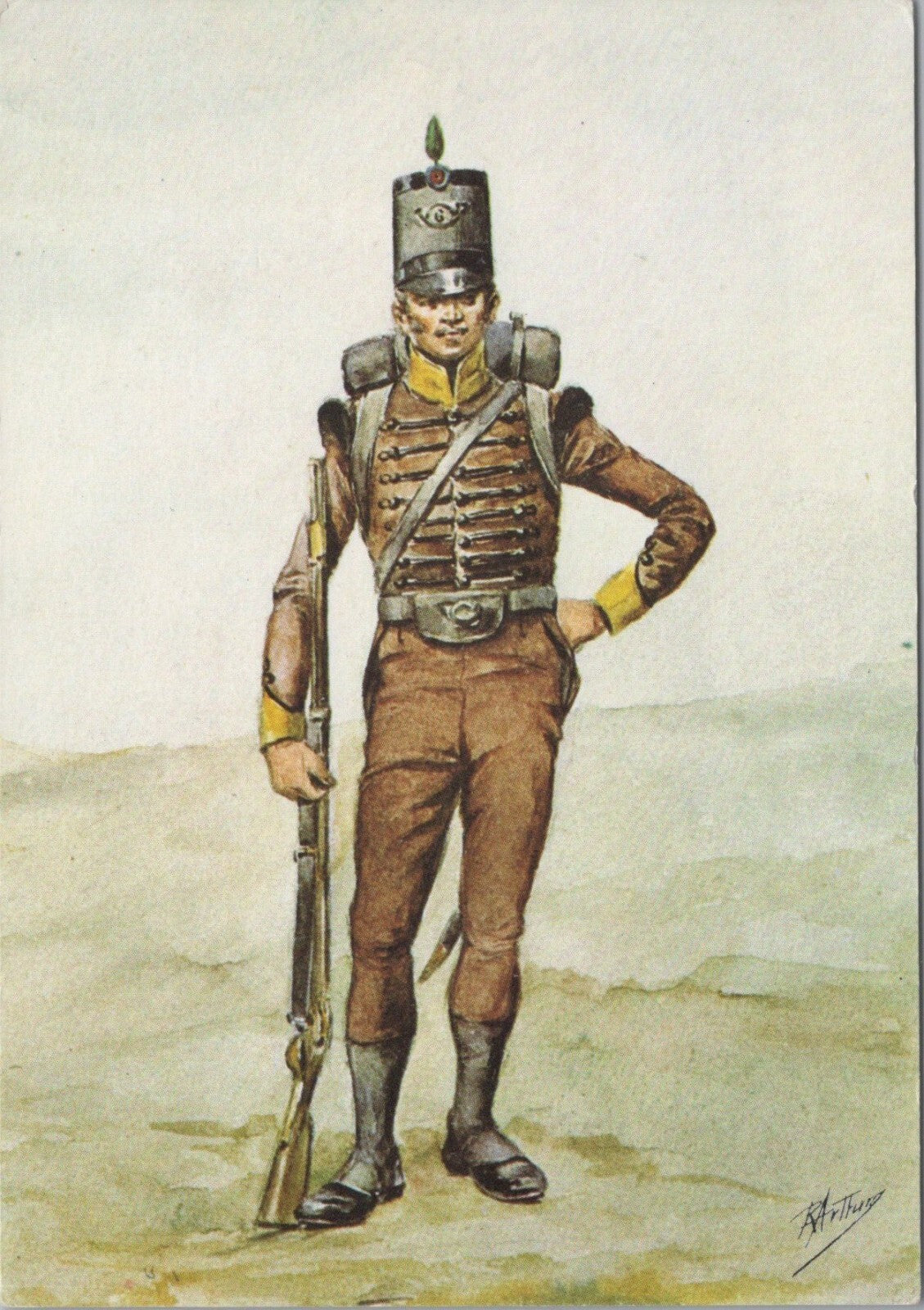 Portugal Postcard: Soldier Of Caçadores No 6 Beresford Uniform 1811 1980s XT5365