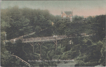Dorset Postcard: Bournemouth Alum Chine Rustic Bridge Valley Resort 1900s XT3467