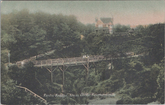 Dorset Postcard: Bournemouth Alum Chine Rustic Bridge Valley Resort 1900s XT3467