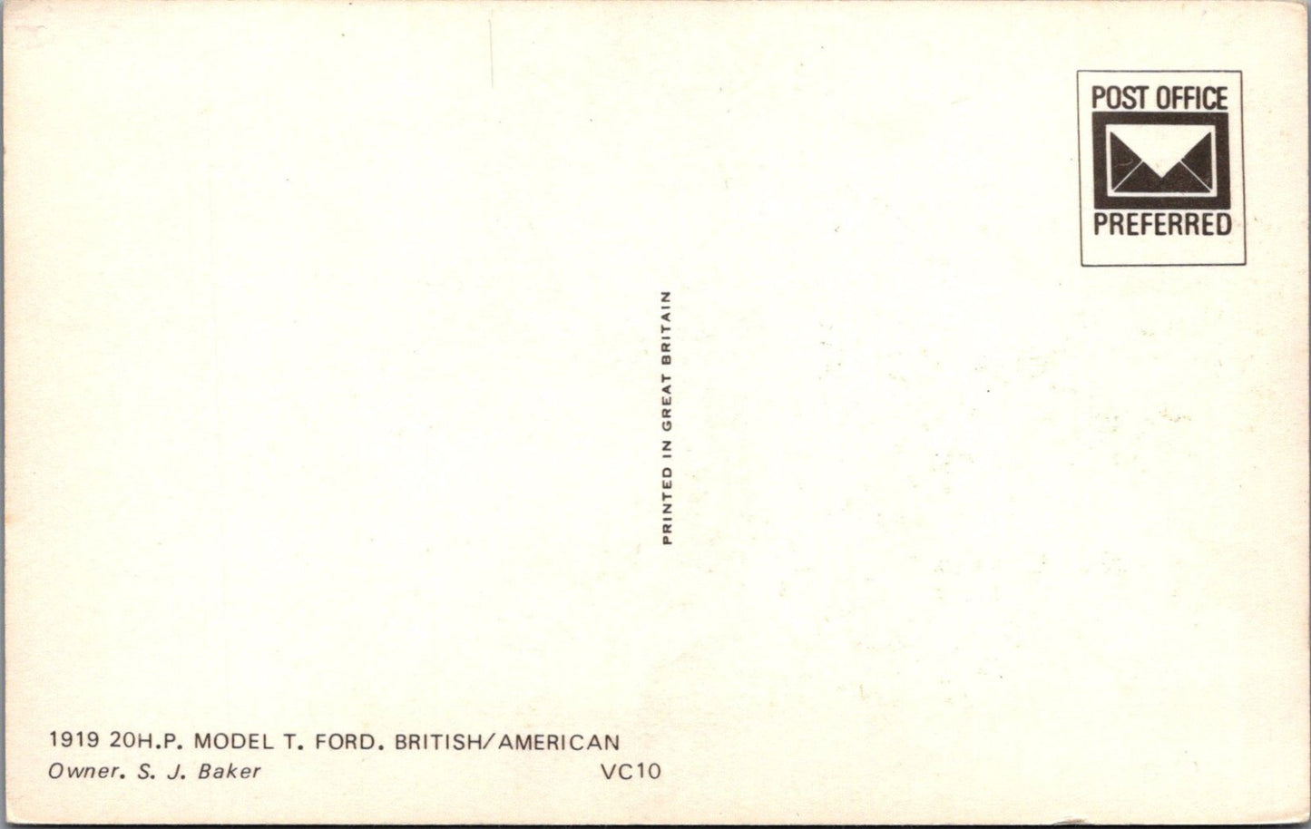 Transport Postcard: Ford Model T 1919 20H.P. Car Open Top Tourer 1970s XT4769