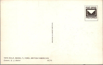 Transport Postcard: Ford Model T 1919 20H.P. Car Open Top Tourer 1970s XT4769