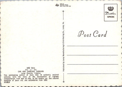 Automobile Postcard: Benz 1892 Vis-a-Vis Car and Carriage Caravan Luray RR23745