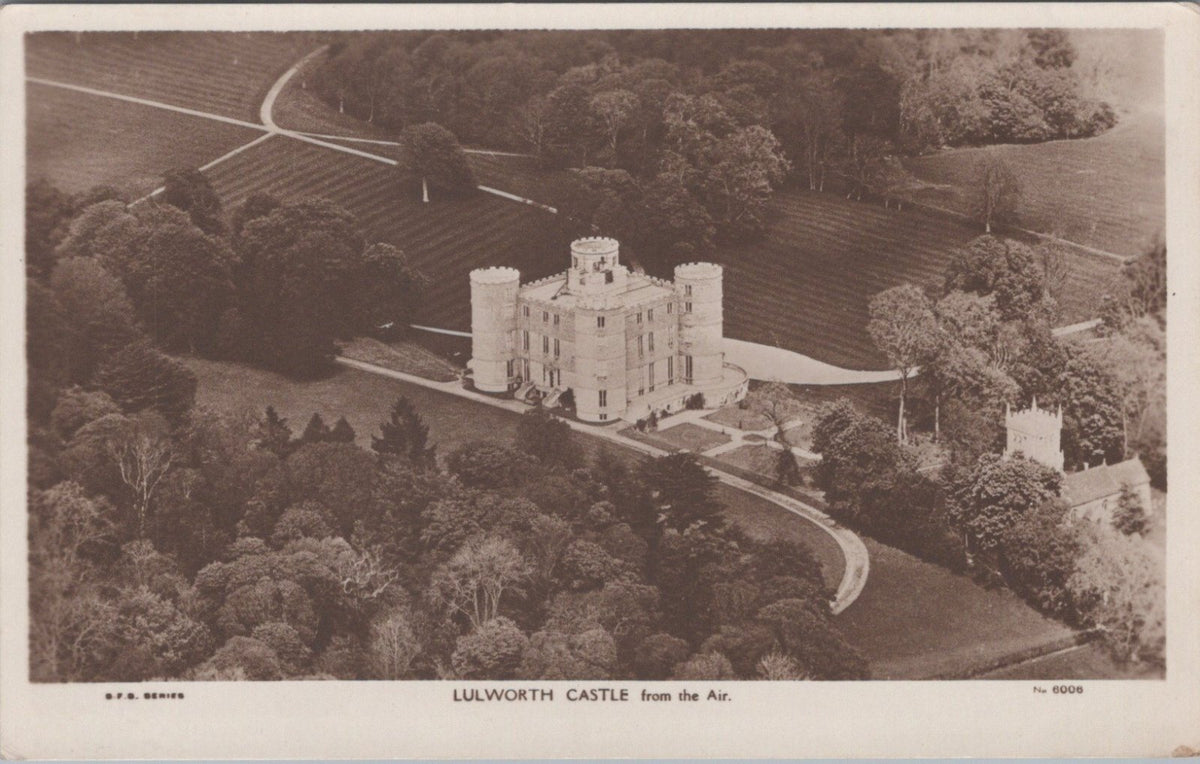 Dorset Postcard: Lulworth Castle From The Air Aerial View RPPC 1930s XT5007
