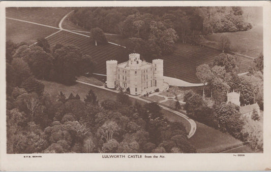 Dorset Postcard: Lulworth Castle From The Air Aerial View RPPC 1930s XT5007