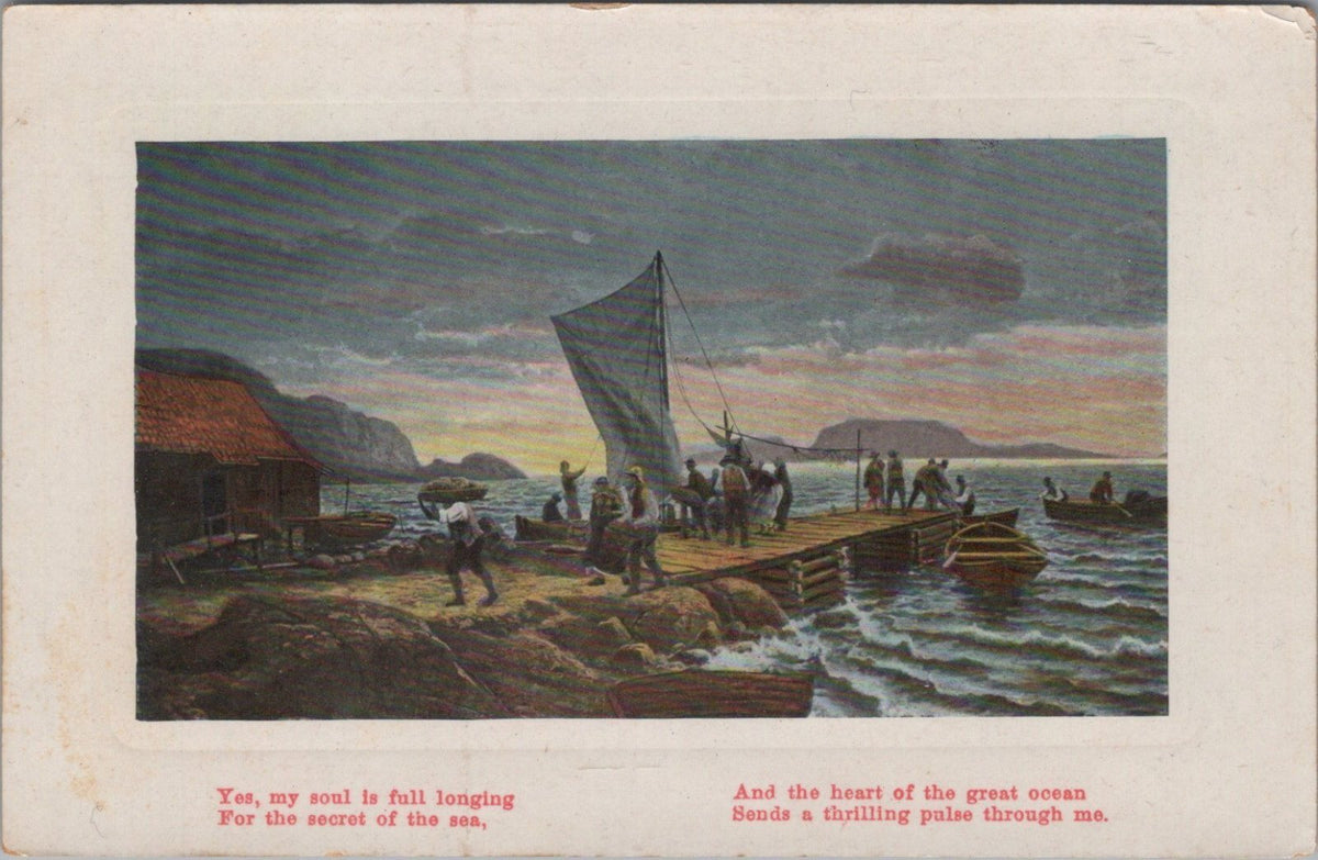 Maritime Postcard: Fishing Boat Coastal Scene Secret Of The Sea Verse XT5645