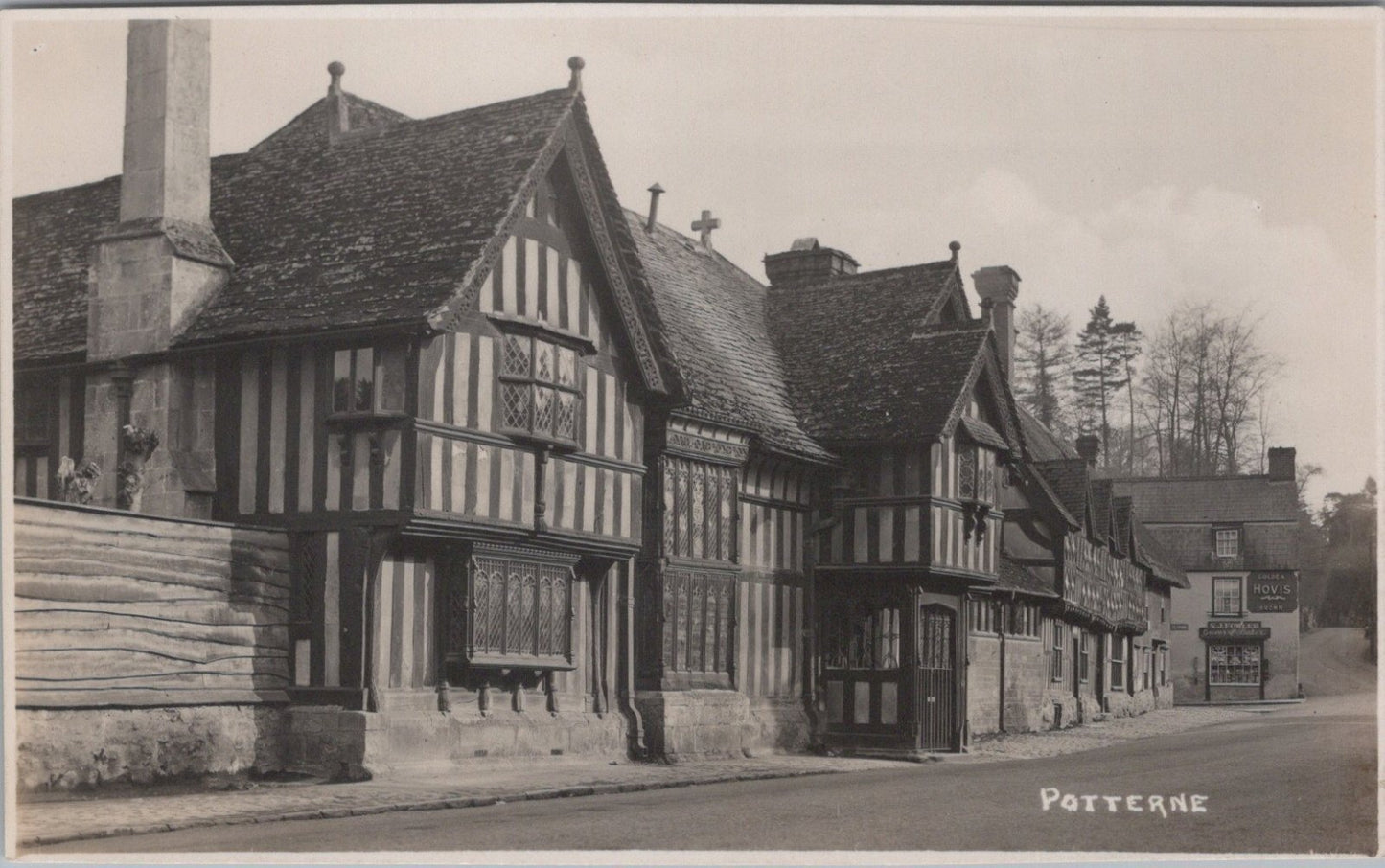 Wiltshire Postcard: Potterne Porch House Timber Framed Tudor Village RPPC XT3491