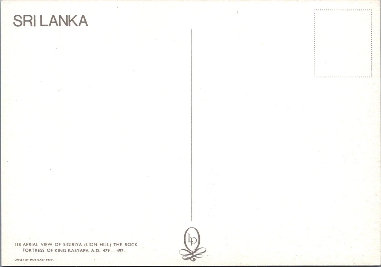 Sri Lanka Postcard: Sigiriya Lion Hill, Rock Fortress Aerial View 1980s XT3508