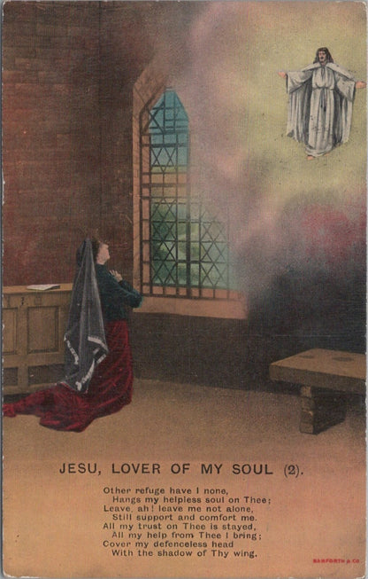 Religious Postcard:Jesu Lover Of My Soul Christian Hymn Bamforth Art 1911 XT5329