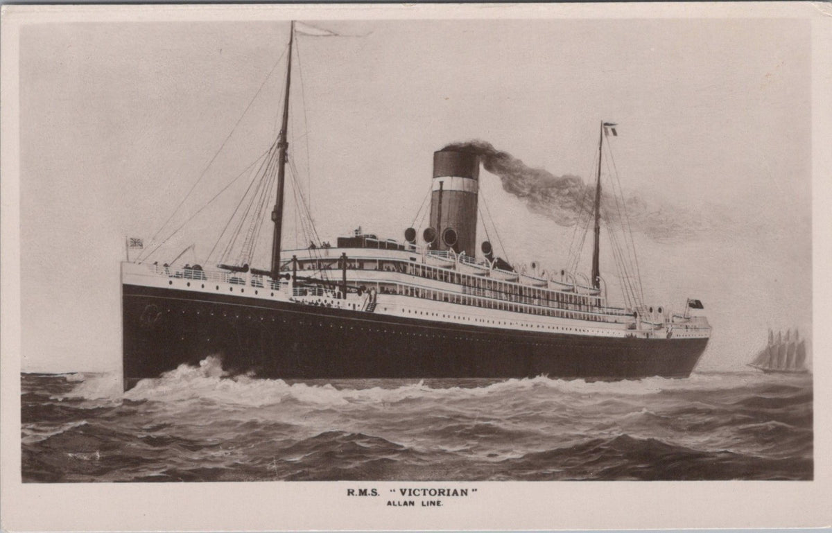 Shipping Postcard: Allan Line RMS Victorian Ocean Liner Vessel 1900s XT5287