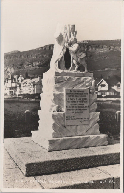 Caernarvonshire Postcard: Lewis Carroll Memorial Llandudno Alice RPPC  XT5517