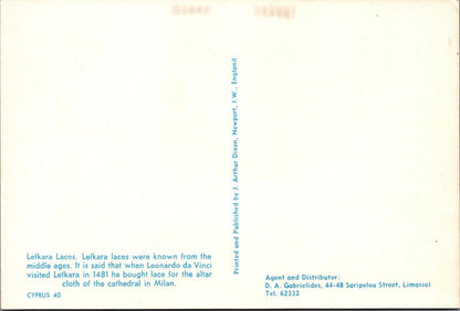 Cyprus Postcard: Lefkara Laces Village Craft Needlework Street Scene XT3855