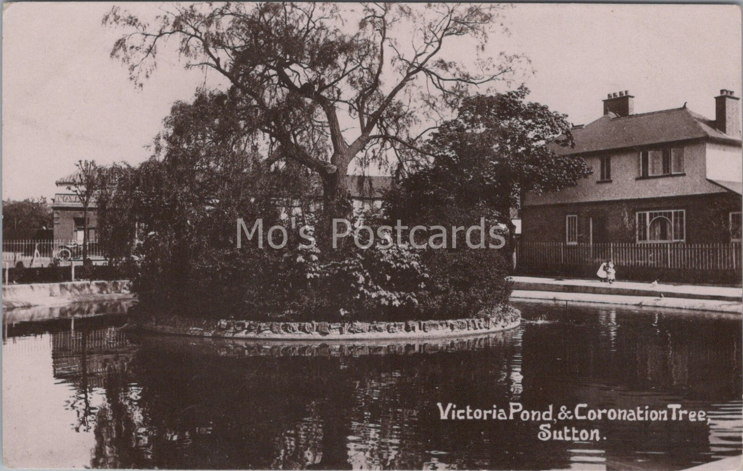 Surrey Postcard: Sutton Victoria Pond Coronation Tree House 1912 XT3668