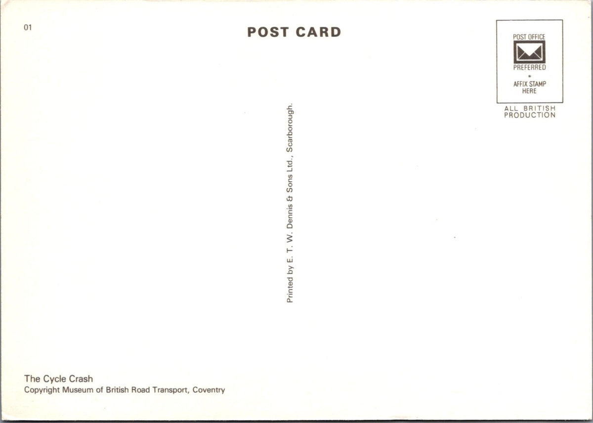 Bicycle Postcard:The Cycle Crash Victorian Tricycle Coventry Museum 1980s XT5339