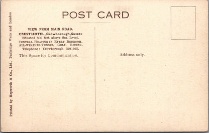 Sussex Postcard: Crowborough Crest Hotel Main Road View Building 1930's XT5037