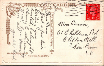 Birthday Postcard: Pansies Forget Me Not Flowers Birthday Verse 1937 XT4987