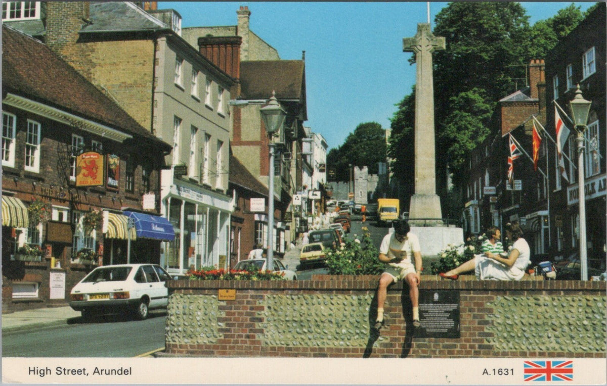 Sussex Postcard: Arundel High Street War Memorial Norfolk Arms 1986 XT4595