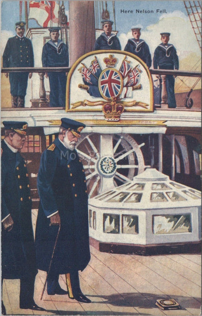 Naval Postcard: Portsmouth HMS Victory Here Nelson Fell, King George V XT3539