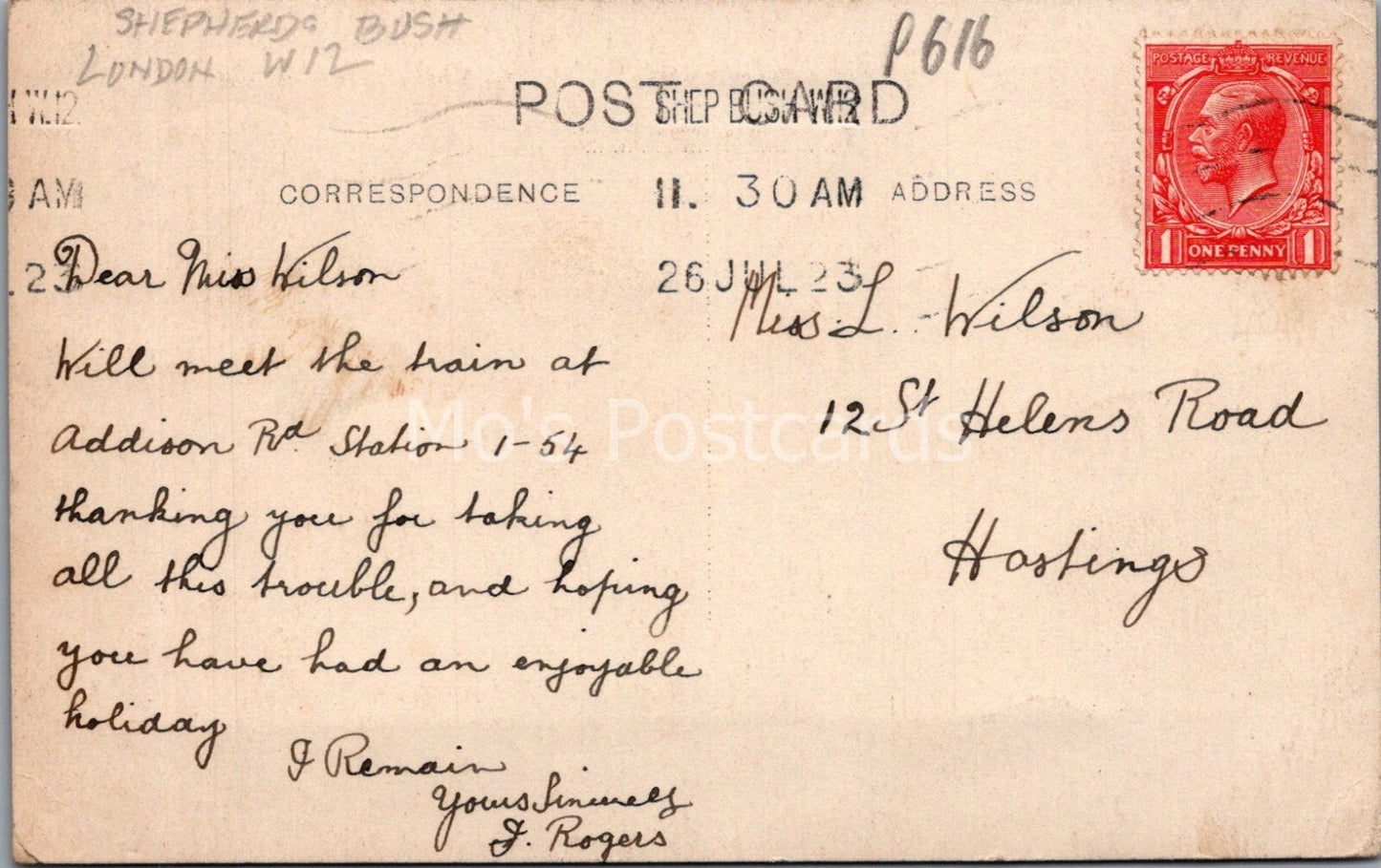 London Postcard: Warbeck Road, Shepherds Bush  P616