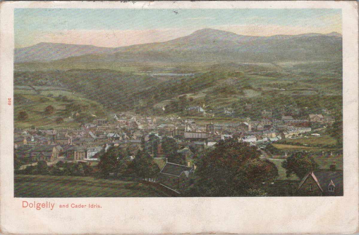 Wales Postcard:Dolgelly And Cader Idris Mountain Town Panoramic View 1906 XT5383
