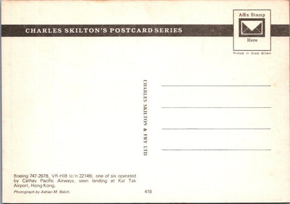 Aviation Postcard: Cathay Pacific Boeing 747-267B Airplane VR-HIB 1980s XT5192