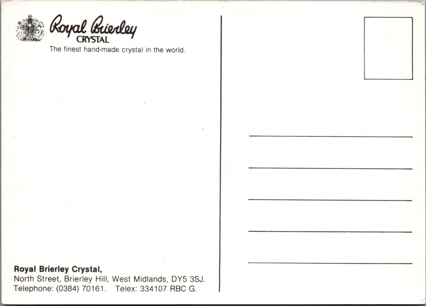 Industry Postcard: Brierley Hill Royal Brierley Crystal Glassmaker 1980's XT3848