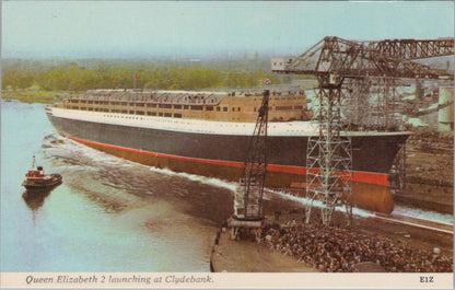 Ship Postcard: Cunard Queen Elizabeth 2 Launching Clydebank Shipyard  XT5263