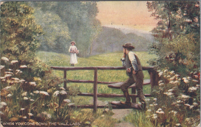 Romance Postcard: Man At Wooden Gate Waiting For Woman In Vale 1907 XT5021