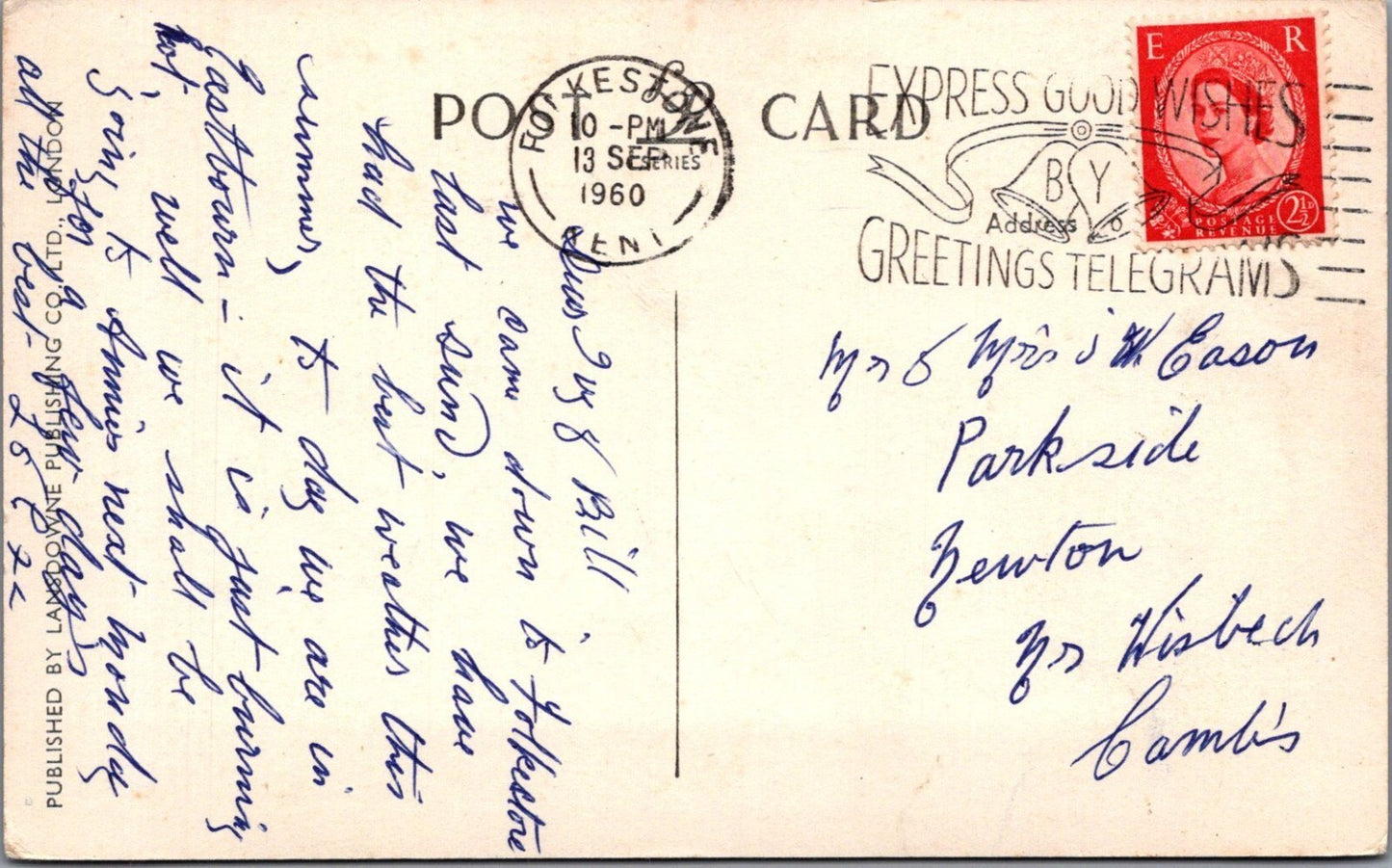 Kent Postcard: The Lower Leas Folkestone, Promenade Coastal Gardens, 1960 XT3918