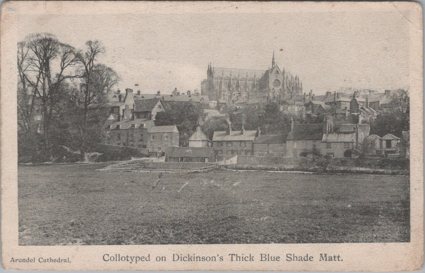 Sussex Postcard: Arundel Cathedral Town Landscape View 1900s, Advert XT4589