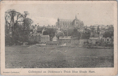 Sussex Postcard: Arundel Cathedral Town Landscape View 1900s, Advert XT4589
