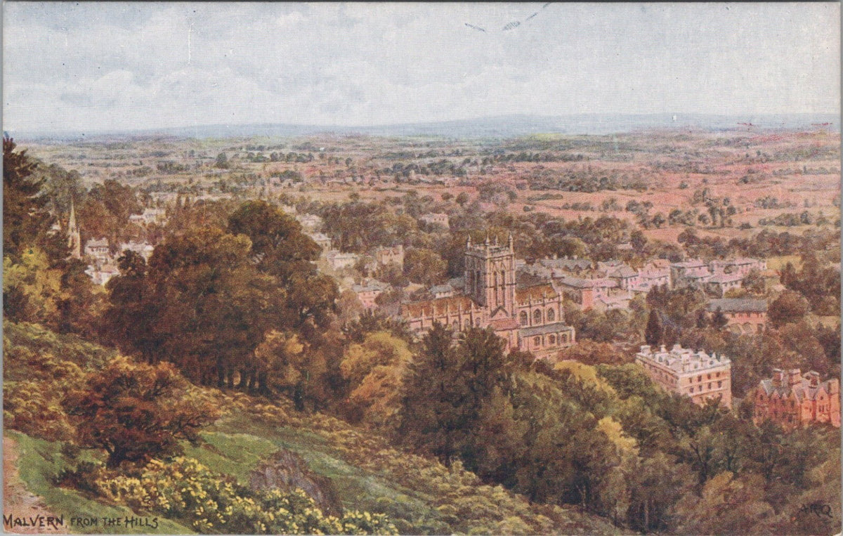 Worcestershire Postcard: Malvern From The Hills Priory Church Landscape XT4579