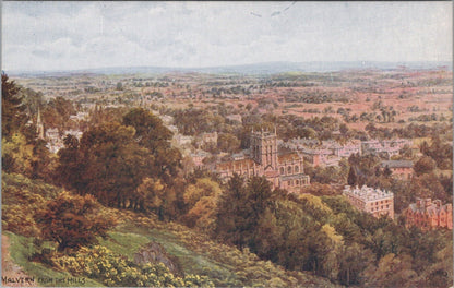 Worcestershire Postcard: Malvern From The Hills Priory Church Landscape XT4579