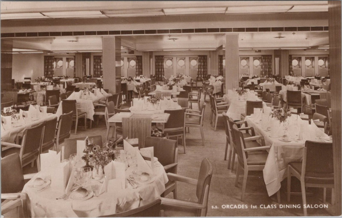 Shipping Postcard: SS Orcades Orient Liner First Class Dining Saloon XT5535
