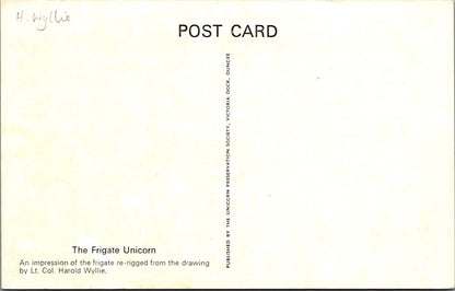 Shipping Postcard: Frigate Unicorn, Dundee Victoria Dock Drawing 1970s XT5315