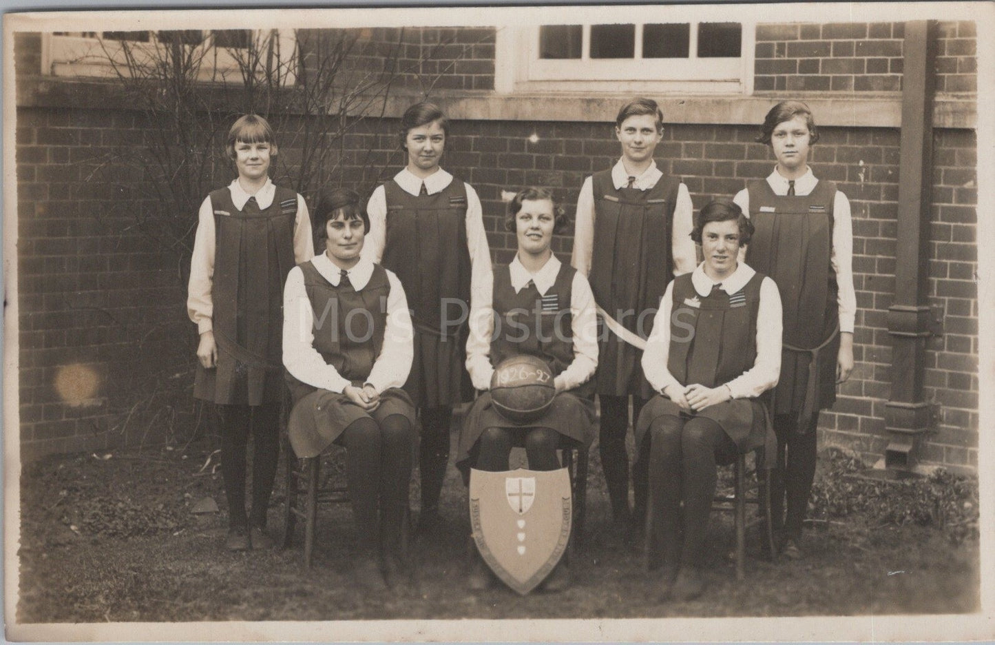 Sports Postcard: Surrey League Netball Girls School Team 1926-27 RPPC XT3545