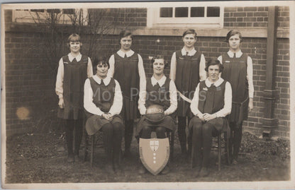 Sports Postcard: Surrey League Netball Girls School Team 1926-27 RPPC XT3545