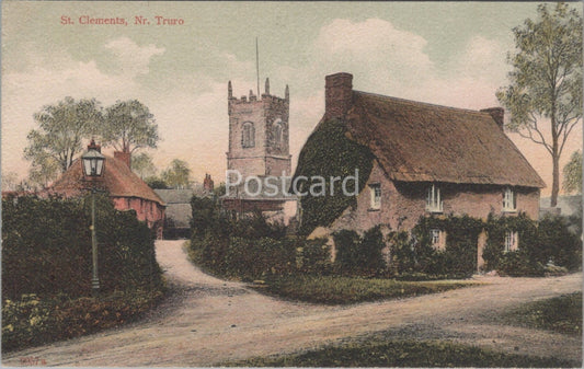 Cornwall Postcard: St Clements Nr Truro Church & Thatched Cottage 1900s XT4294