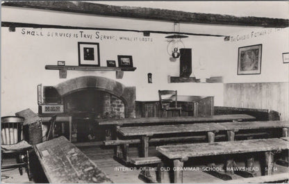 Cumbria Postcard: Hawkshead Old Grammar School Interior Desks Fireplace XT3484