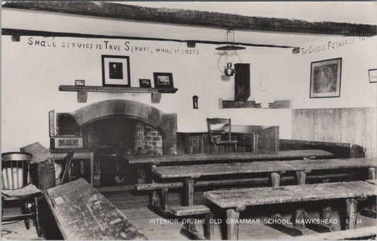 Cumbria Postcard: Hawkshead Old Grammar School Interior Desks Fireplace XT3484