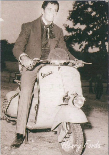 Hollywood Postcard: Henry Fonda In Rome Riding Vespa Scooter Actor RR23750